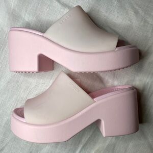 NWT Crocs Brooklyn Frosted Pink Slide Heels
